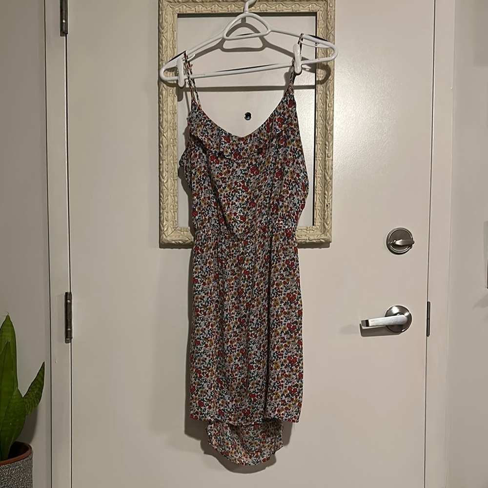 ETAM | Flirty Micro Floral Viscose Sundress with Low Black and Ties